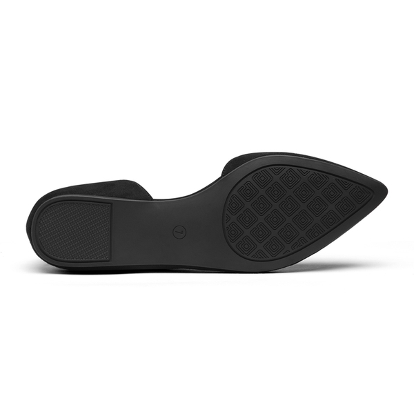 Pointed Toe Ankle Strap Ballet Flats Shoes - BLACK SUEDE - 5